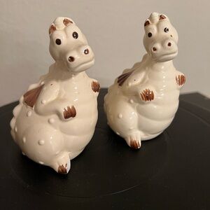 Vintage ceramic dragon salt and pepper shakers. Made in Japan.